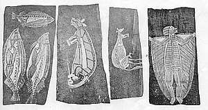 Bark paintings collected by Baldwin Spencer
